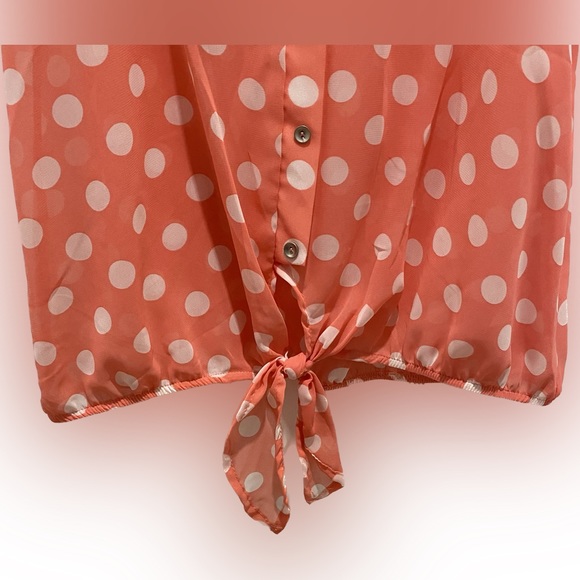 Pink & White Polka Dot Sheer Top, Small - Picture 3 of 7